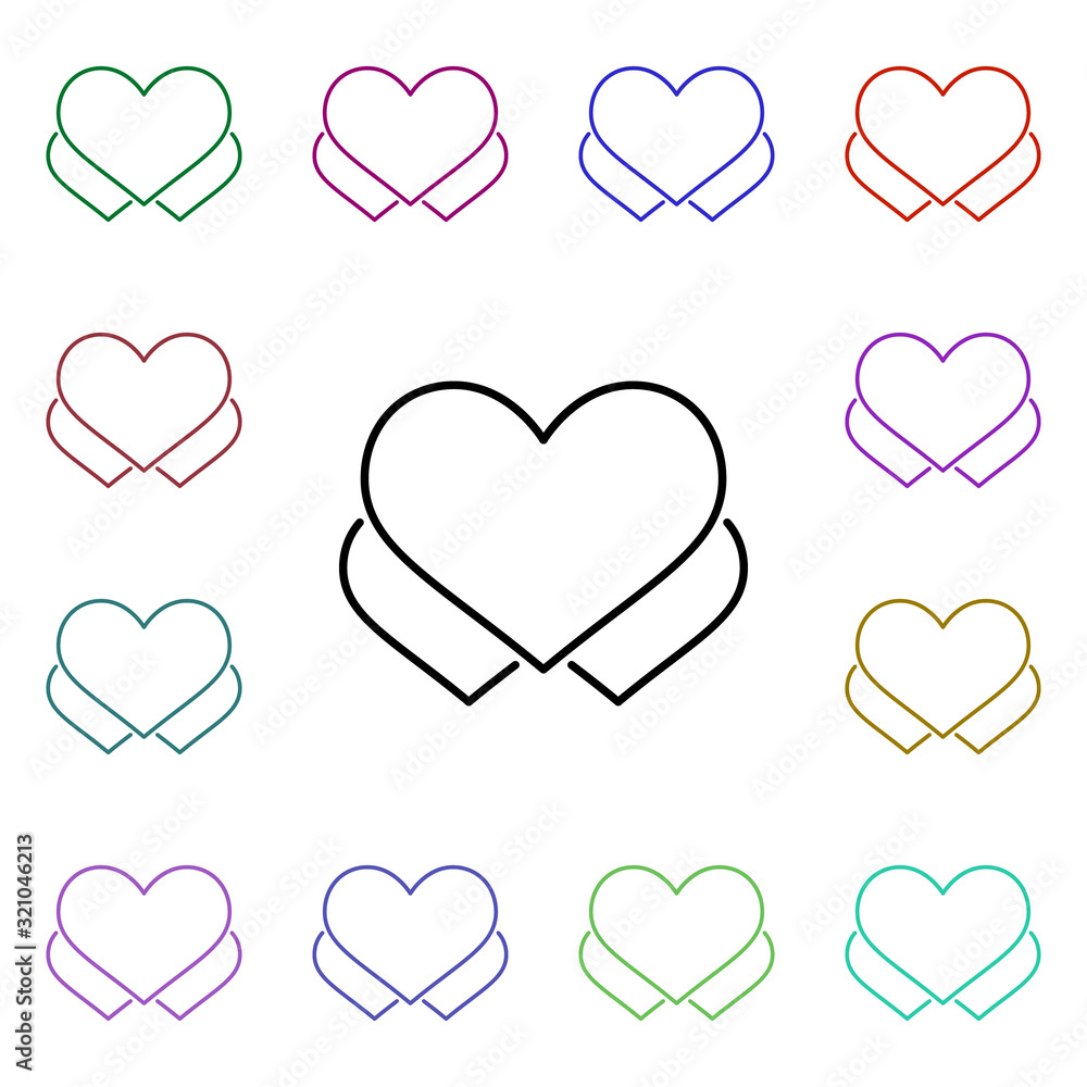 Hearts multi color style icon. Simple thin line, outline vector of heartbeat icons for ui and ux, website or mobile application Hearts multi color style icon. Simple thin line, outline vector of heartbeat icons for ui and ux, website or mobile application