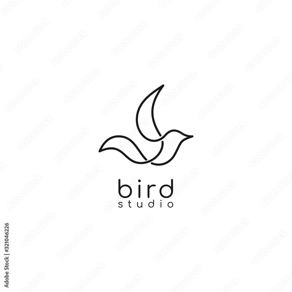 Bird logo vector line outline monoline art icon Vector