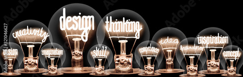 Light Bulbs with Design Thinking Concept