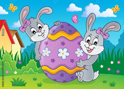 Easter egg and rabbits theme image 2
