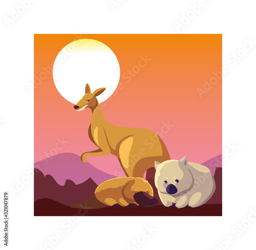 cute card with animals of australia