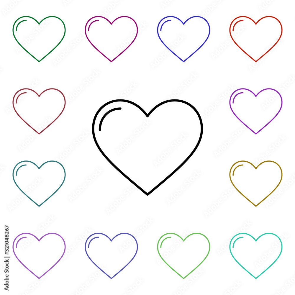 Heart multi color style icon. Simple thin line, outline vector of heartbeat icons for ui and ux, website or mobile application