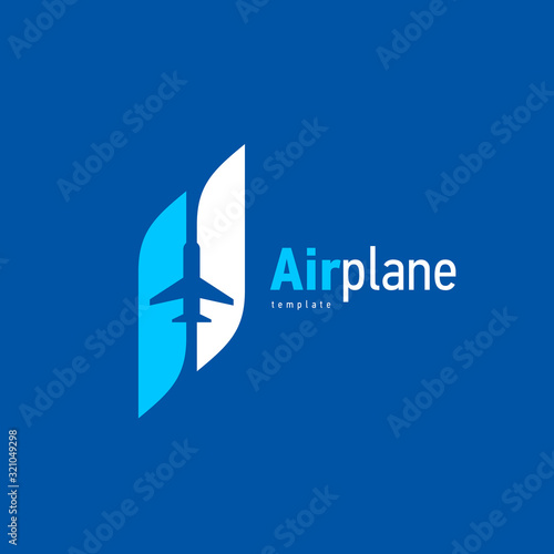Airplane logo blue flight up stripes