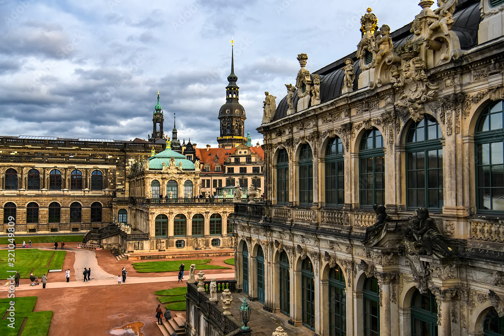 Baroque palace and park complex Zwinger in Dresden, Saxony, Germany. November 2019