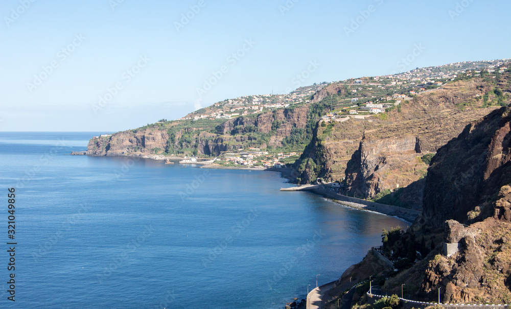 Madeira spectacular landscape coastline cliffs Hiking small trail sea