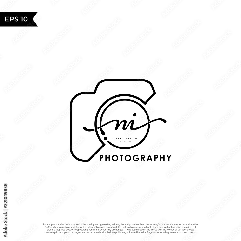 Initial Letter NI with camera. Logo photography simple luxury vector. Initial Letter NI with camera. Logo photography simple luxury vector.