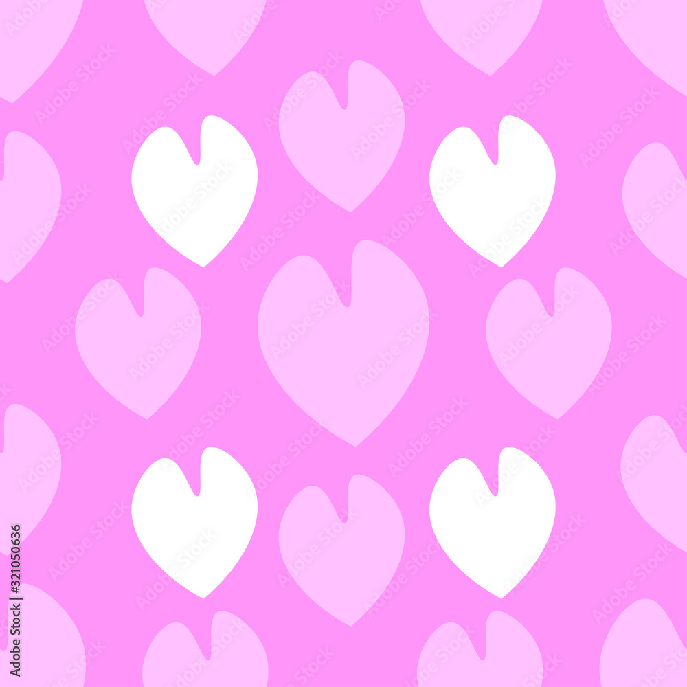 Valentines Day pattern withpink and white  hearts on pink background