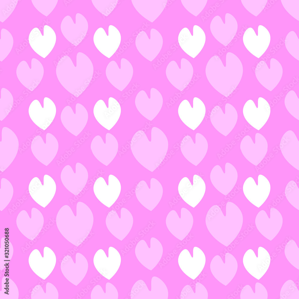 Valentines Day pattern withpink and white  hearts on pink background