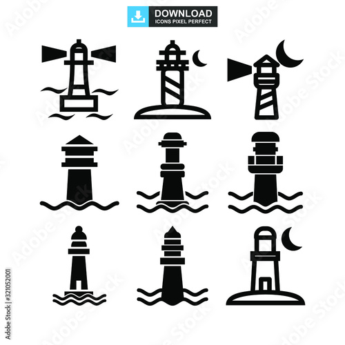 lighthouse icon or logo isolated sign symbol vector illustration - high quality black style vector icons
