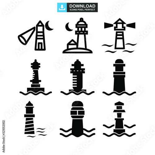 lighthouse icon or logo isolated sign symbol vector illustration - high quality black style vector icons
