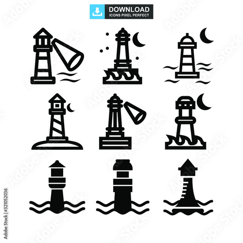 lighthouse icon or logo isolated sign symbol vector illustration - high quality black style vector icons
