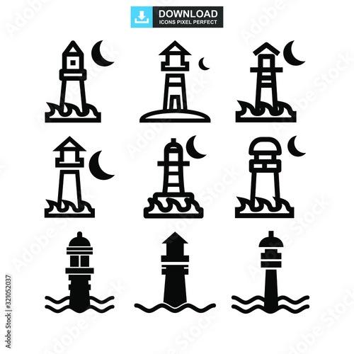 lighthouse icon or logo isolated sign symbol vector illustration - high quality black style vector icons
