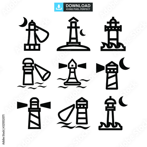 lighthouse icon or logo isolated sign symbol vector illustration - high quality black style vector icons
