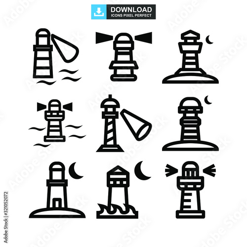 lighthouse icon or logo isolated sign symbol vector illustration - high quality black style vector icons

