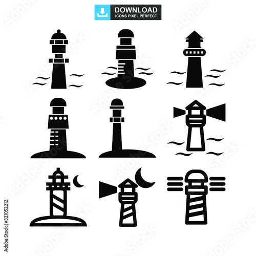 lighthouse icon or logo isolated sign symbol vector illustration - high quality black style vector icons
