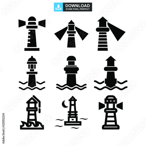 lighthouse icon or logo isolated sign symbol vector illustration - high quality black style vector icons
