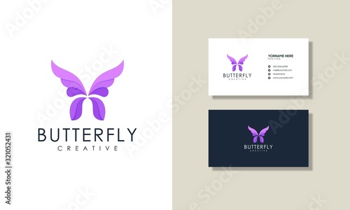 modern butterfly logo with a business card
