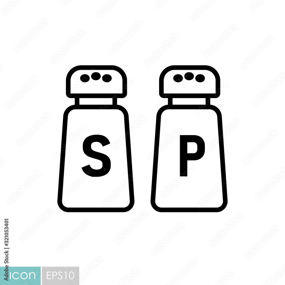 Salt and pepper condiment shakers vector icon Salt and pepper condiment shakers vector icon