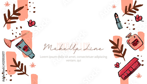 Abstract Face banner, beauty banner template, modern cosmetic composition, minimal design