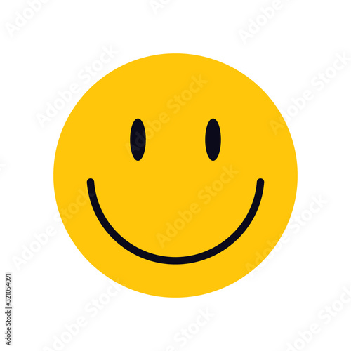 Yellow smiley face for your design. Concept illustration. Сharacter for web or card design. Graphic element for background