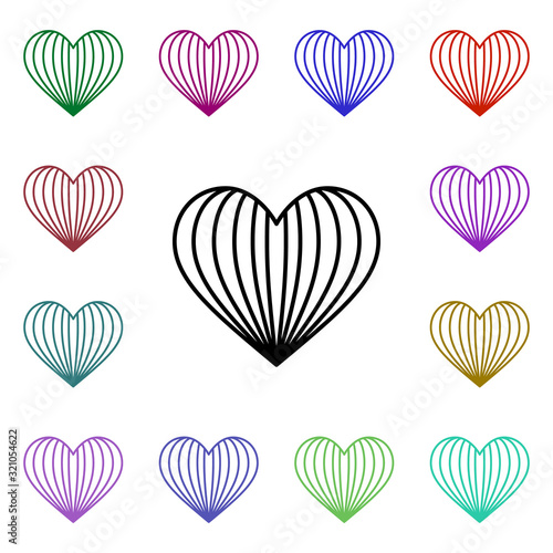 Heart line of multiple heart multi color style icon. Simple thin line, outline vector of heartbeat icons for ui and ux, website or mobile application