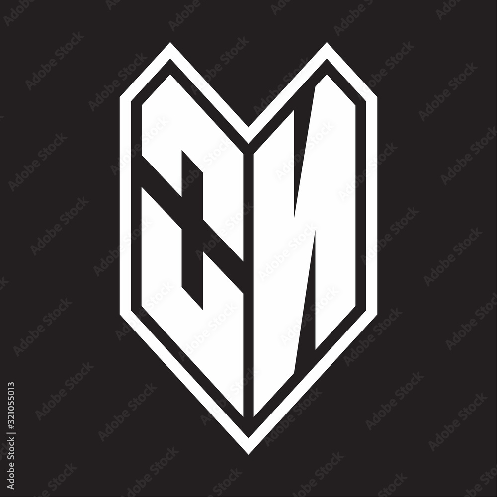 ON Logo monogram with emblem line style isolated on black background ON Logo monogram with emblem line style isolated on black background