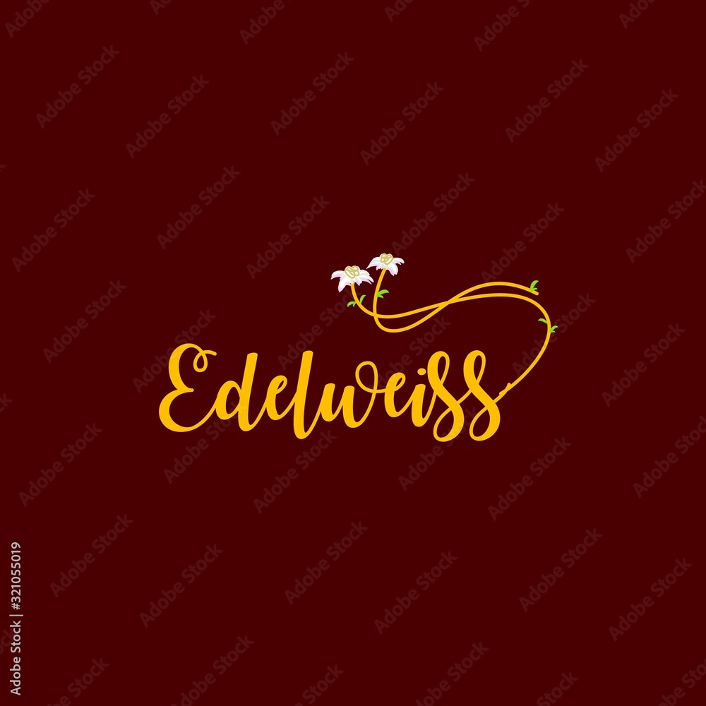 flower calligraphy logo design inspiration . edelweiss logo design inspiration . floral handwriting logo template . edelweiss icon