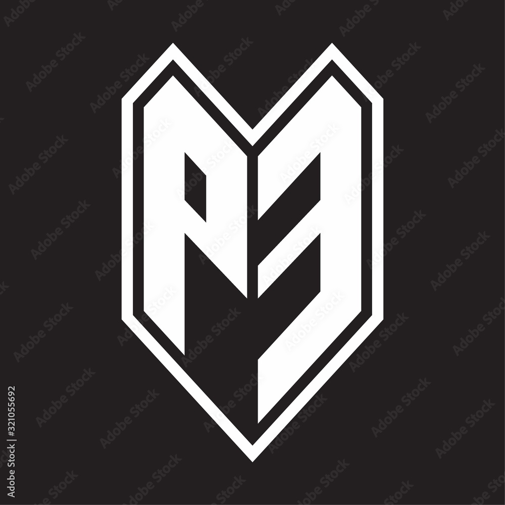 PE Logo monogram with emblem line style isolated on black background PE Logo monogram with emblem line style isolated on black background