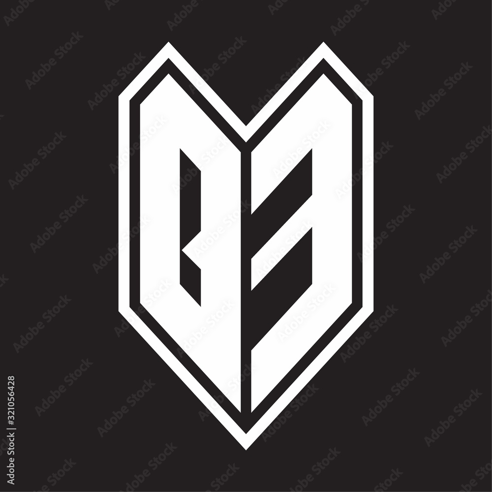 QE Logo monogram with emblem line style isolated on black background QE Logo monogram with emblem line style isolated on black background