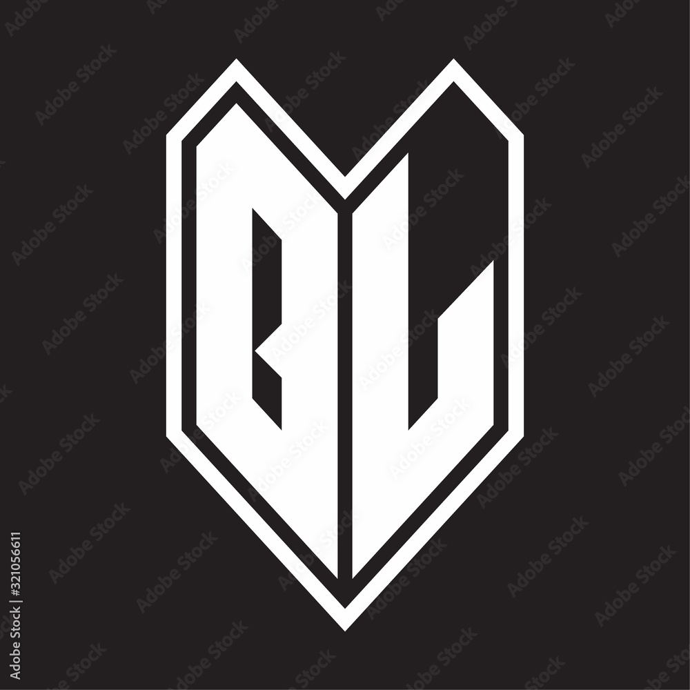 QL Logo monogram with emblem line style isolated on black background QL Logo monogram with emblem line style isolated on black background