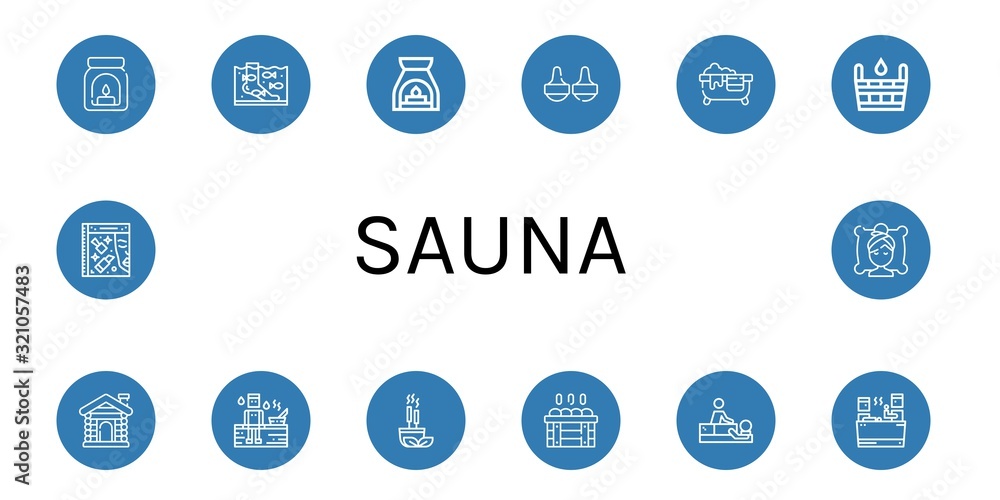 sauna simple icons set