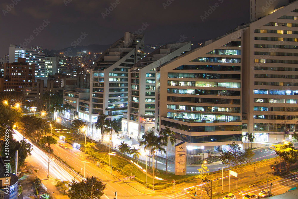 Panoramic of Medellin by night, El Poblado sector