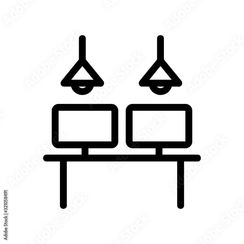 Workplace icon vector. Thin line sign. Isolated contour symbol illustration