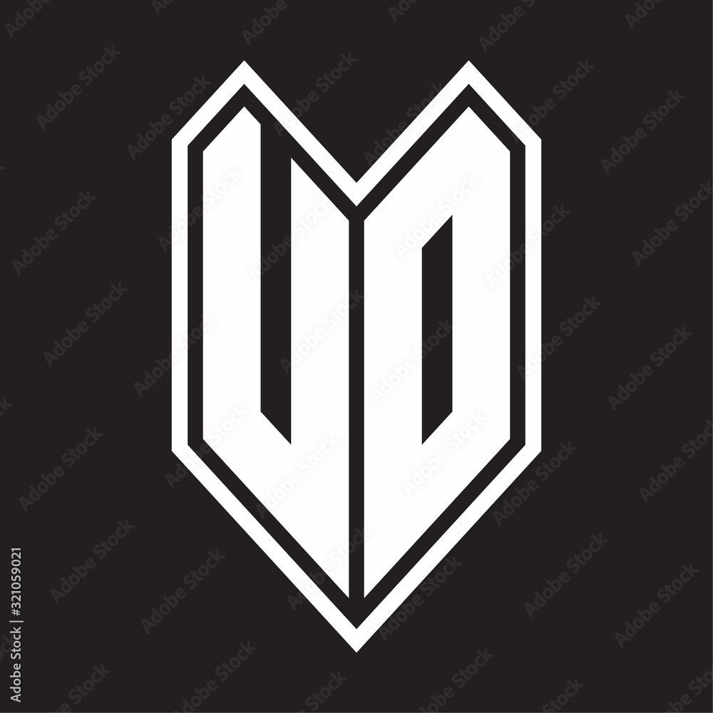 UD Logo monogram with emblem line style isolated on black background UD Logo monogram with emblem line style isolated on black background