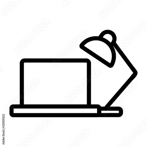 Laptop lamp icon vector. Thin line sign. Isolated contour symbol illustration photo