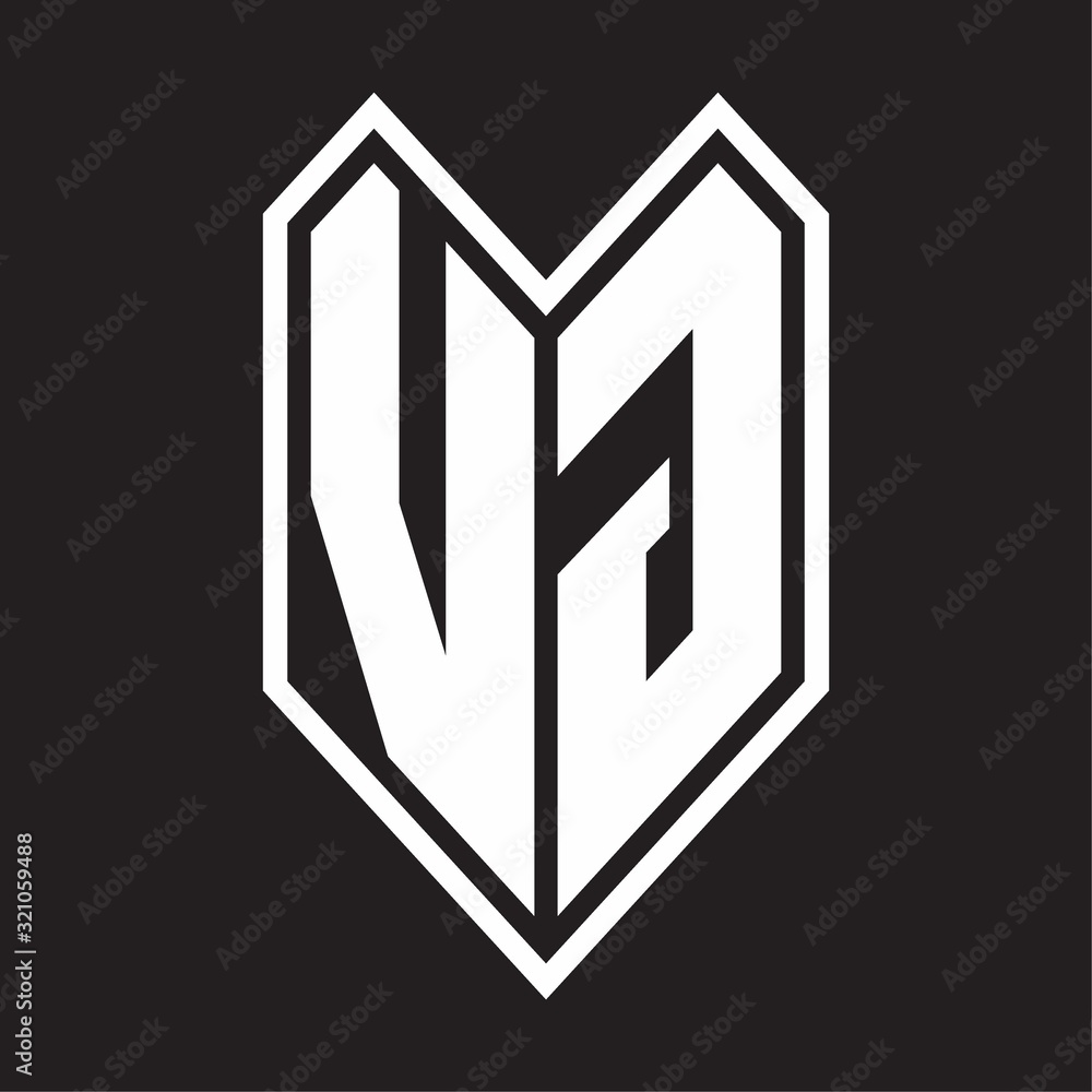 VG Logo monogram with emblem line style isolated on black background VG Logo monogram with emblem line style isolated on black background