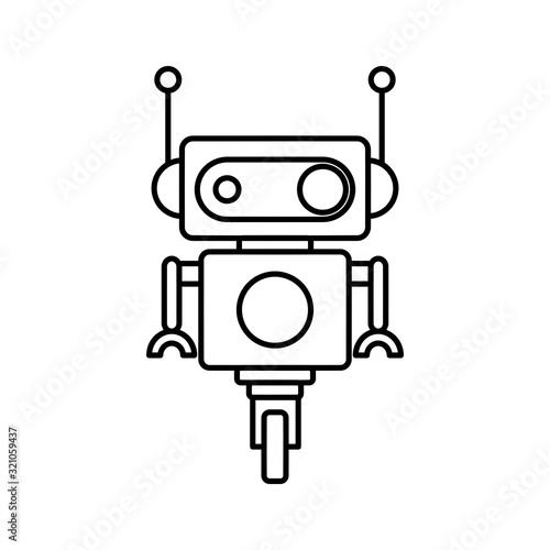 Robot icon. Outline thin line flat illustration. Isolated on white background. 