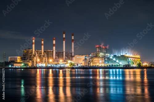Electrical power plant in night,Bangkok Thailand