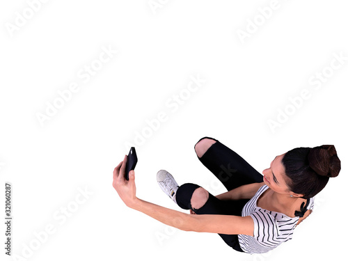 3d render of selfie girl