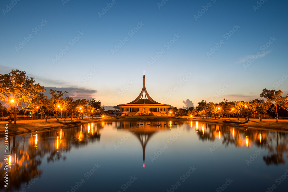 Suanluang Rama IX of the public park at Bangkok on twilight time