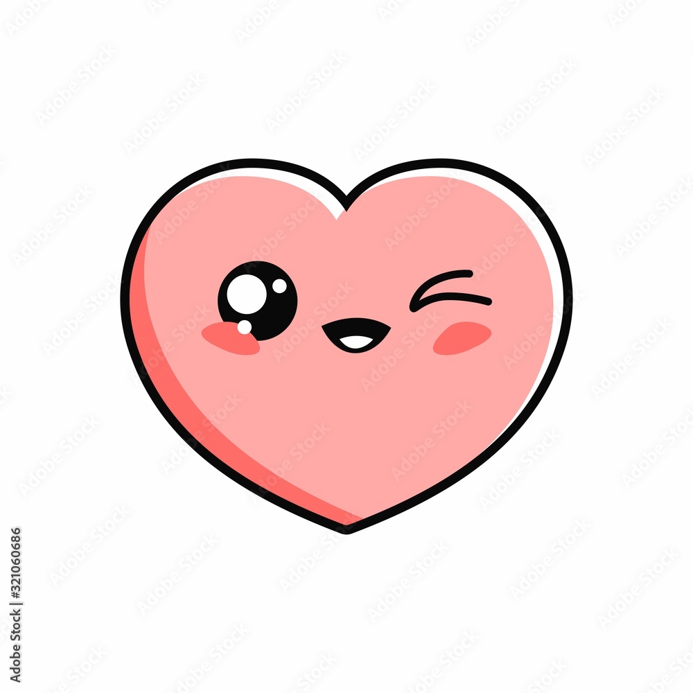 Cartoon of Cute Love Character Design, Heart ICon Illustration Template Vector