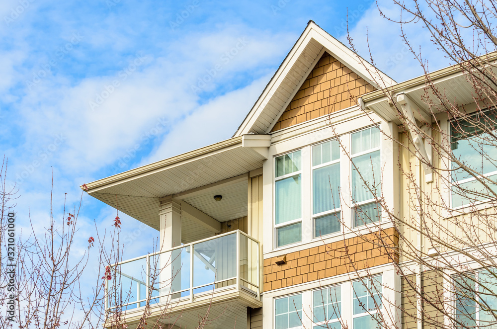 The top of the house or apartment building with nice window. The top of the house or apartment building with nice window.