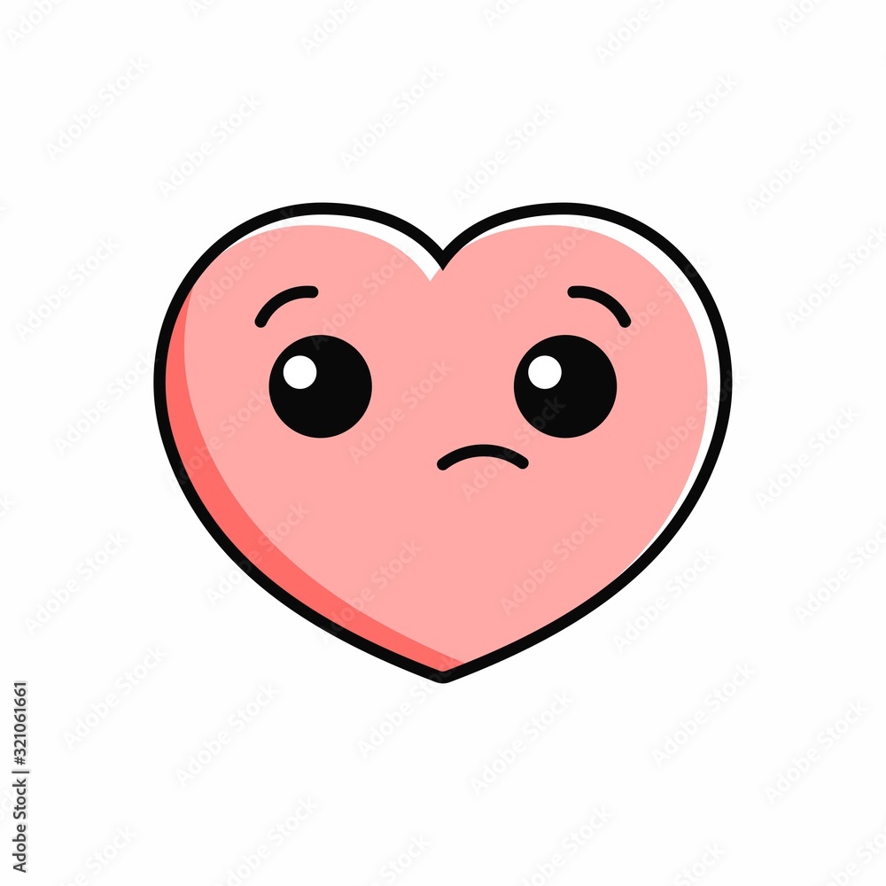 Fototapeta premium Cartoon of Cute Love Character Design, Heart Icon Illustration Template Vector