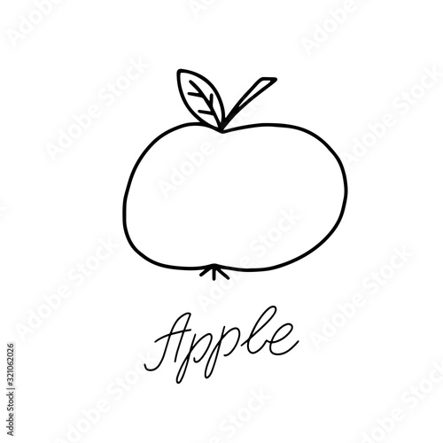 Single drawing healthy organic apple for orchard logo identity. Fresh delicious fruitage concept for fruit garden icon. Modern drawing design  hand draw vector illustration. black and white.
