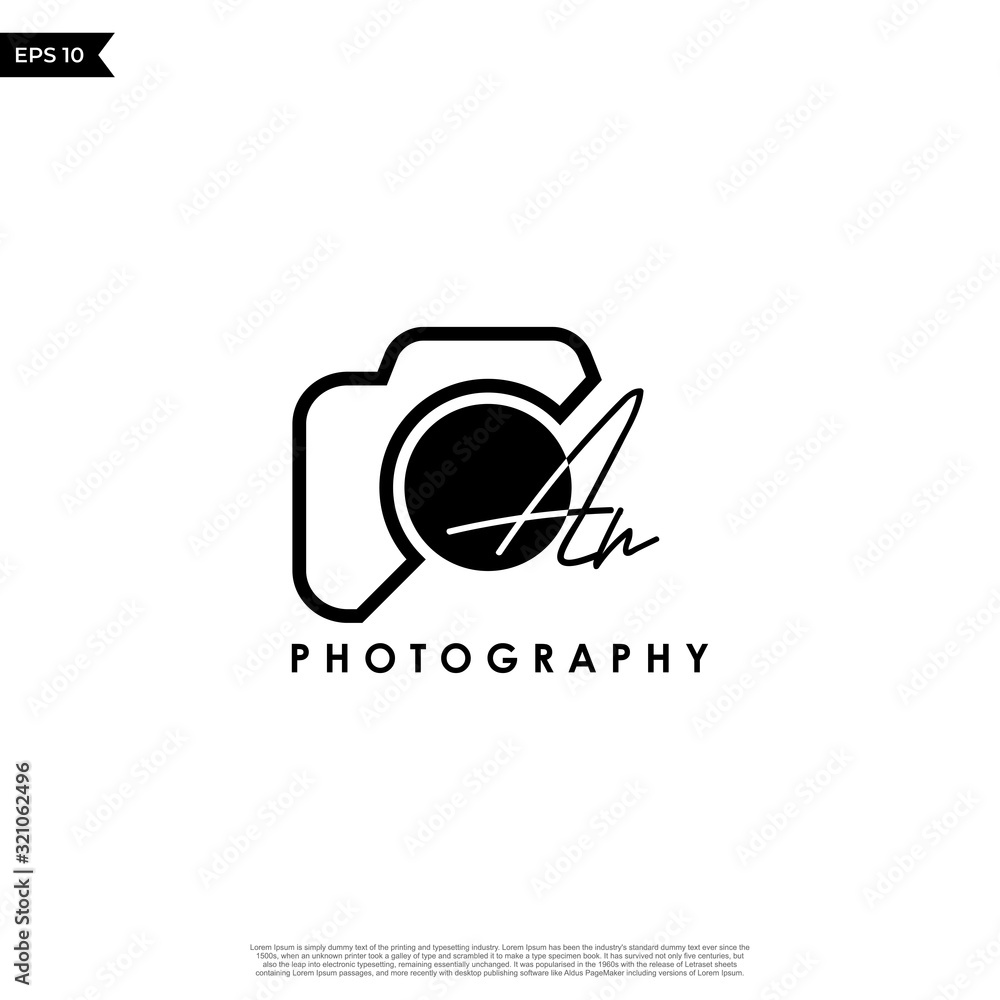 Initial Letter AN with camera. Logo photography simple luxury vector. Initial Letter AN with camera. Logo photography simple luxury vector.