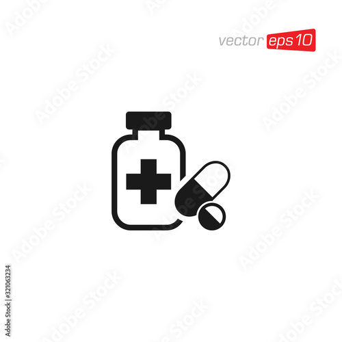 Pill Capsule Medicine Icon Design Vector