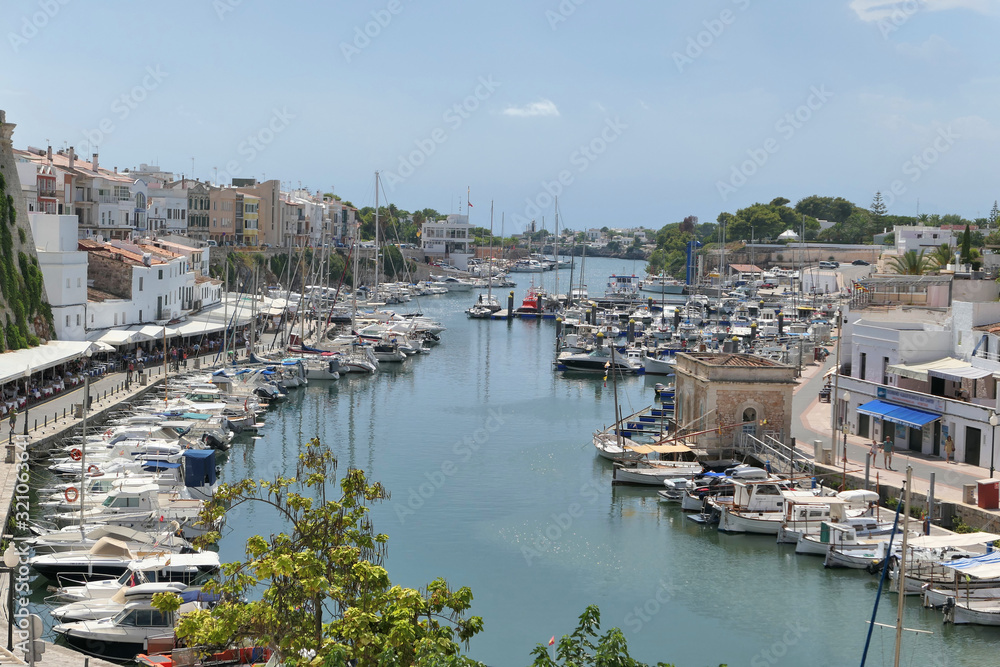 Sea port in old town of Ciutadella on Menorca