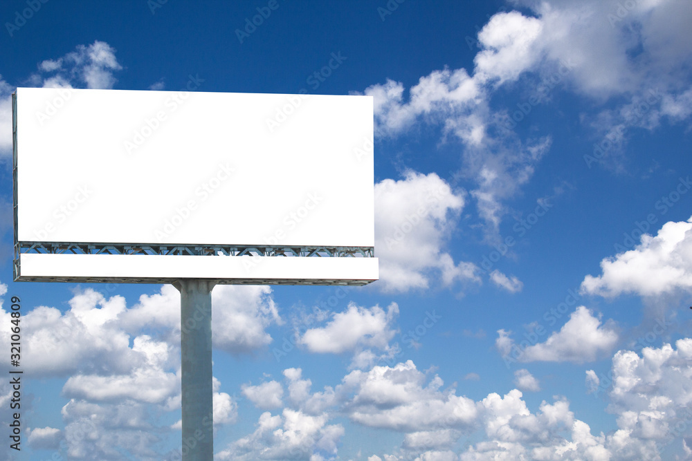 blank billboard on background of blue sky with clouds blank billboard on background of blue sky with clouds