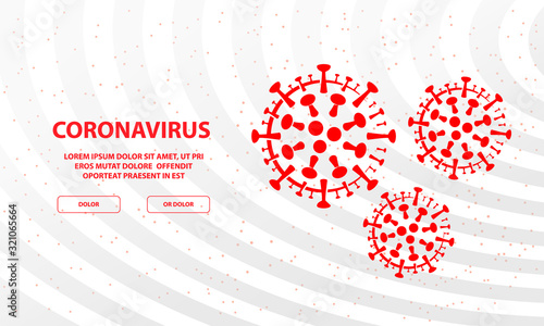 Red coronavirus virus cells banner. Vector flat coronavirus cell symbol for banner or landing page template of epidemic identification.