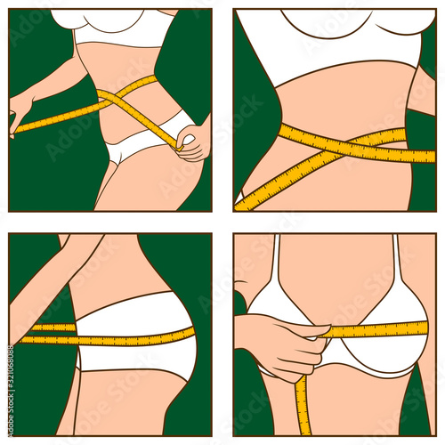 Set of four icons of slender women